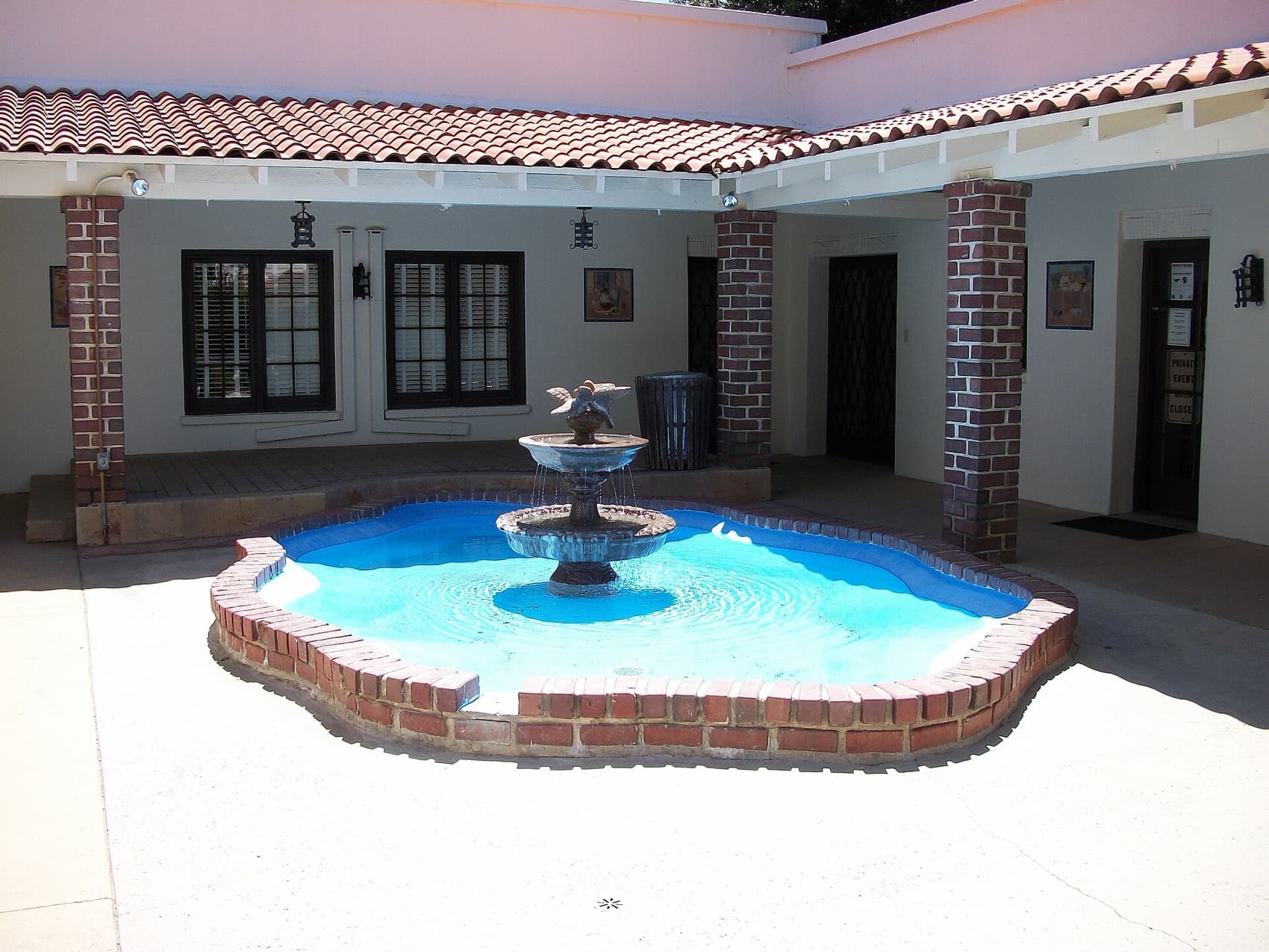 Tiled fountain in the courtyard of Orcutt Ranch, a Spanish colonial revival property in West Hills.